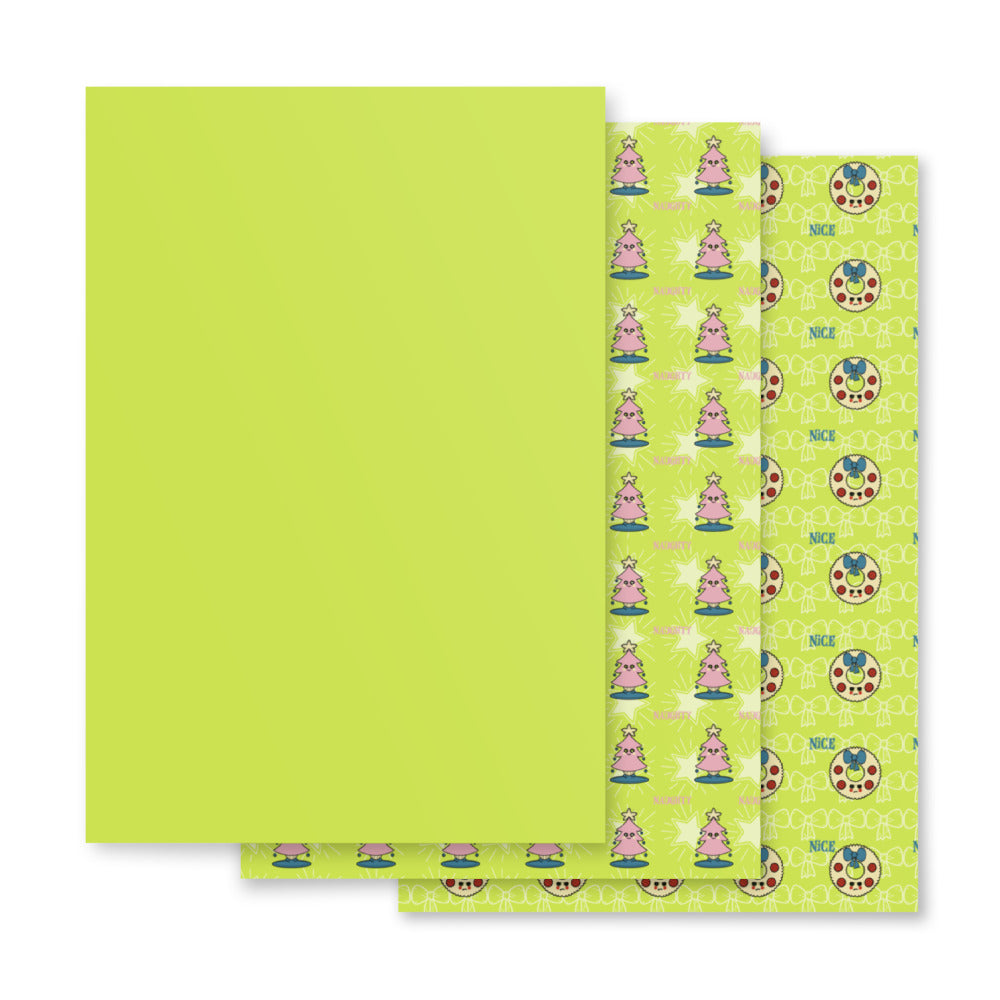 Naughty or Nice Wrapping Paper Set - Lime