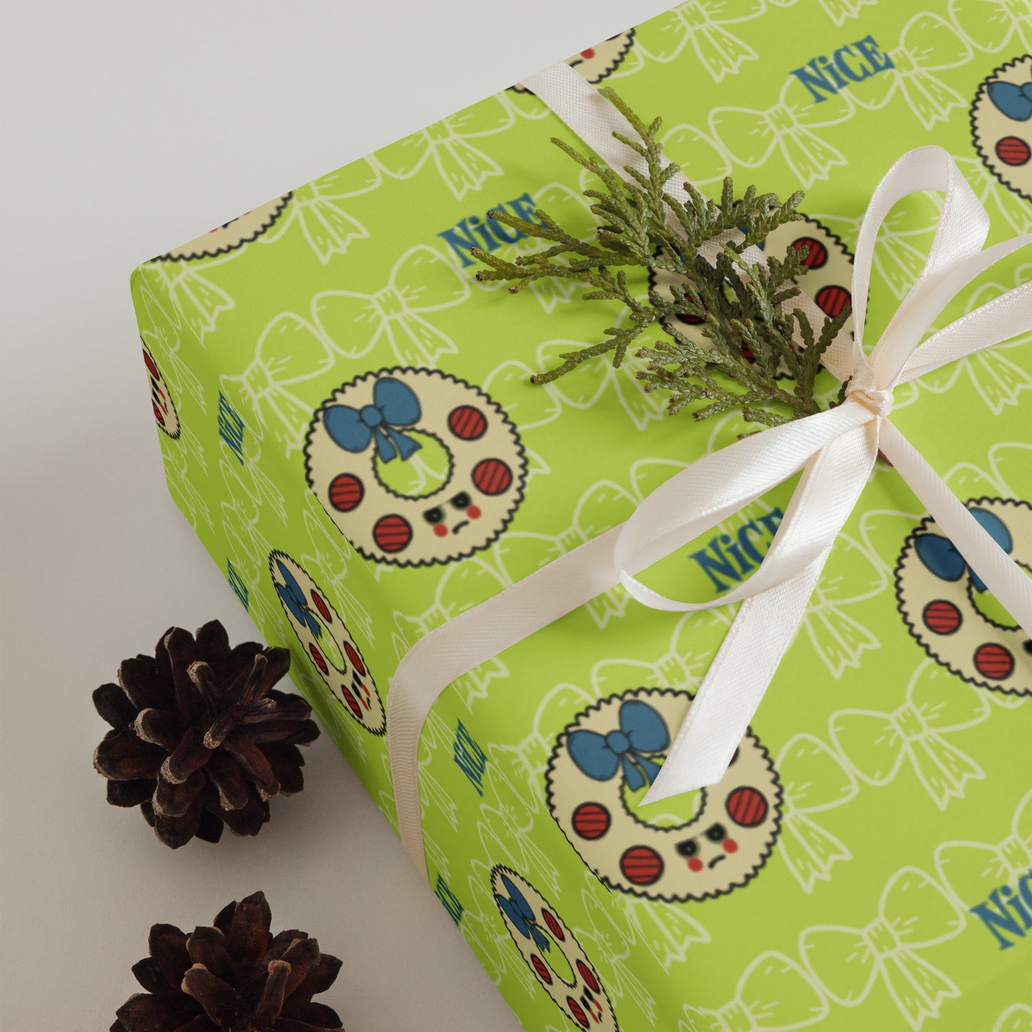 Naughty or Nice Wrapping Paper Set - Lime