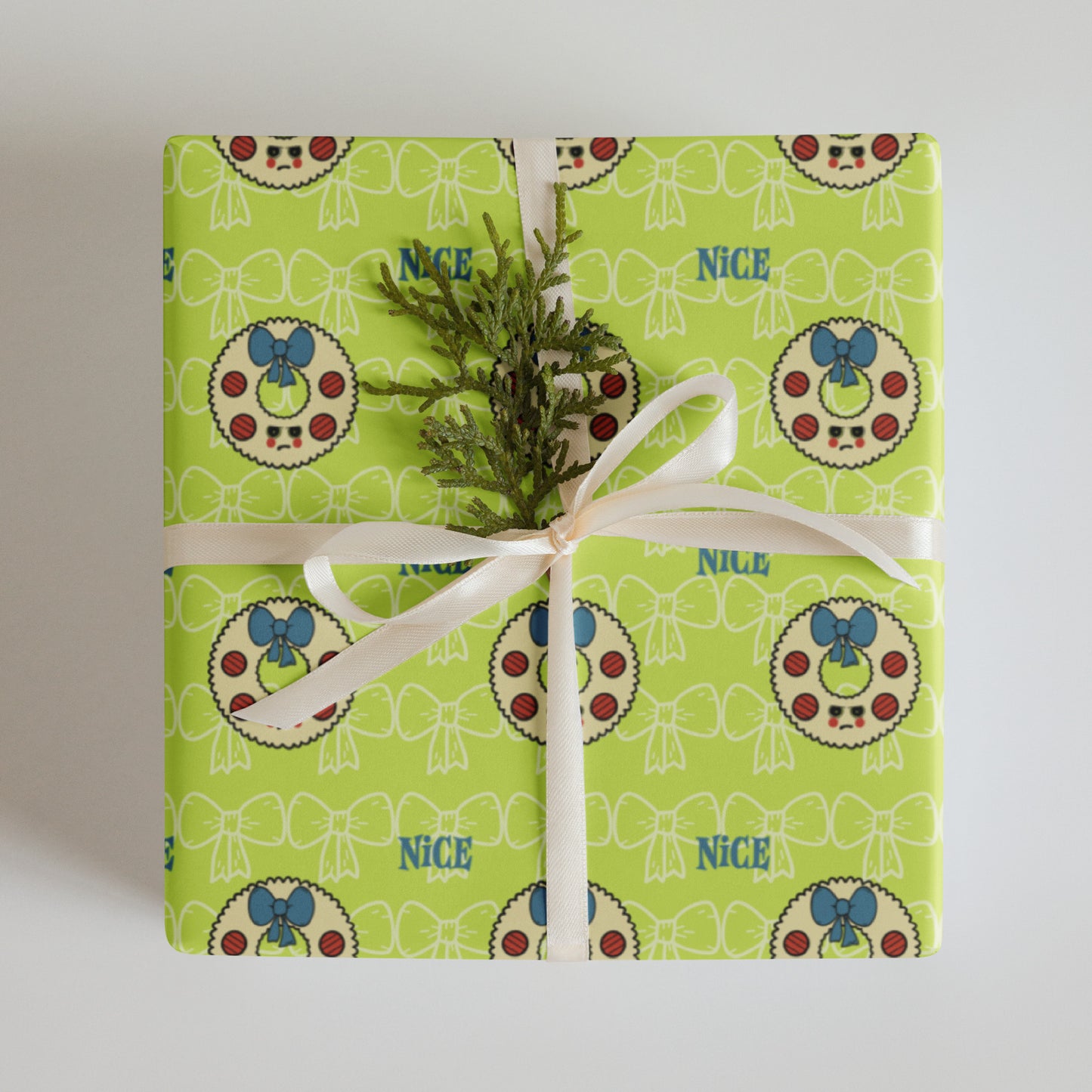 Naughty or Nice Wrapping Paper Set - Lime