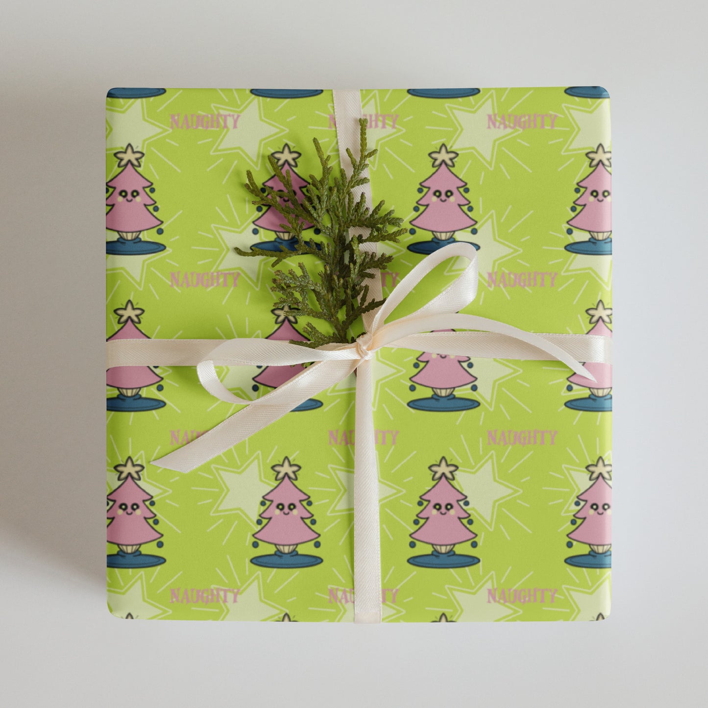 Naughty or Nice Wrapping Paper Set - Lime