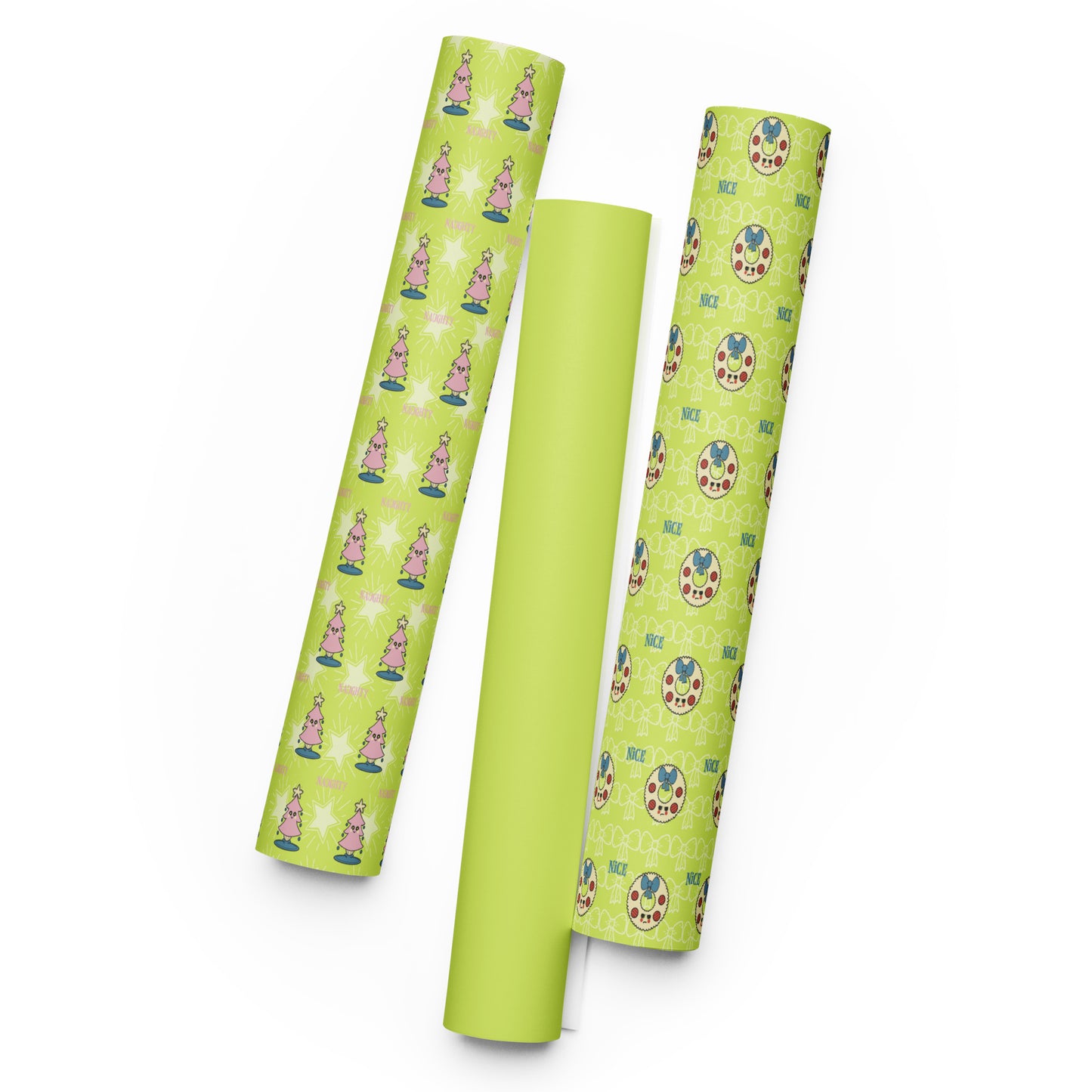 Naughty or Nice Wrapping Paper Set - Lime